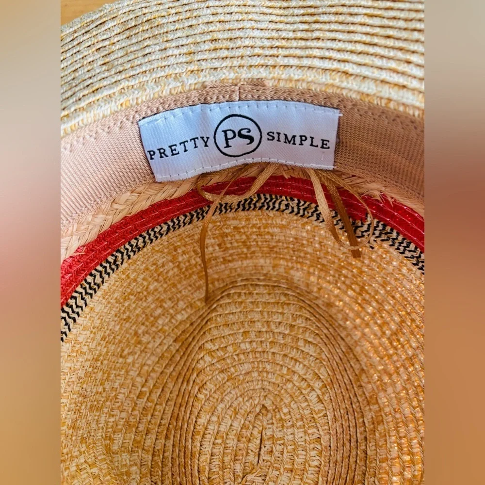 Pretty Simple Straw Hat with Pink and Black Bands